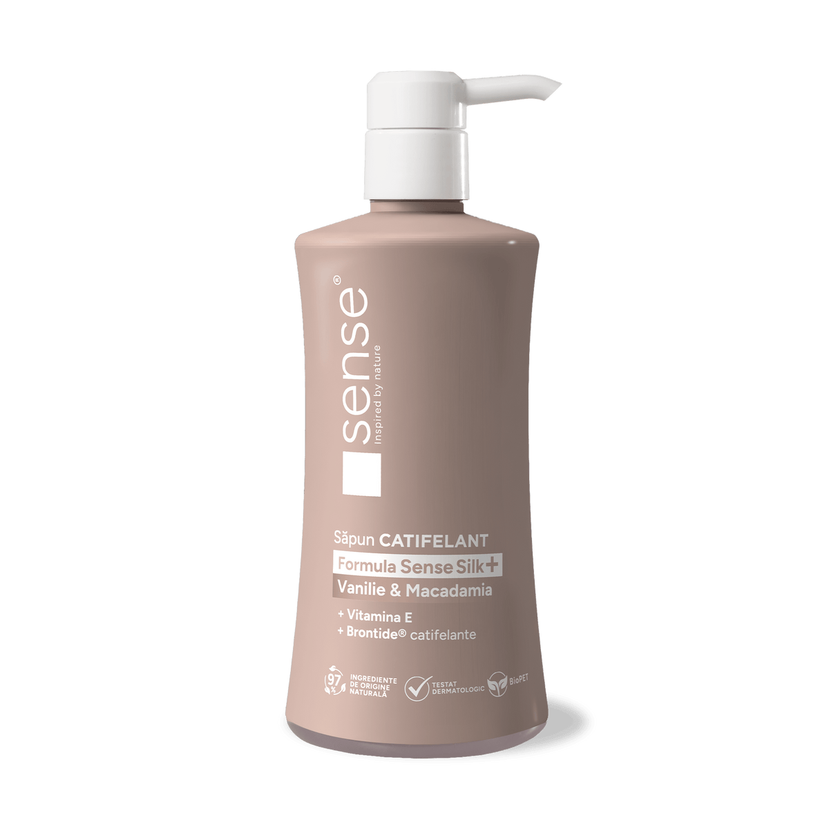 Săpun Lichid Gel, SenseSilk+, Vanilie & Macadamia, 330ml