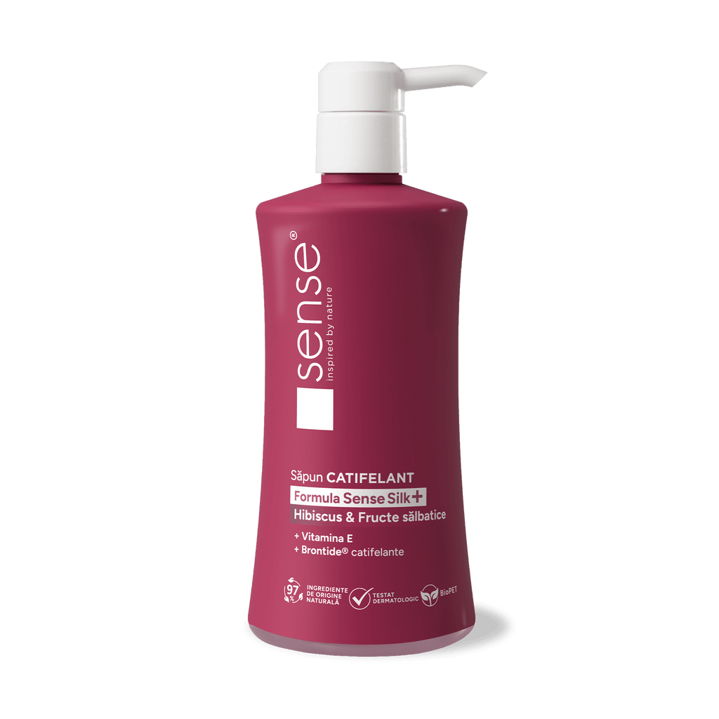 Săpun Lichid Gel, SenseSilk+, Hibiscus & Fructe Sălbatice, 330ml