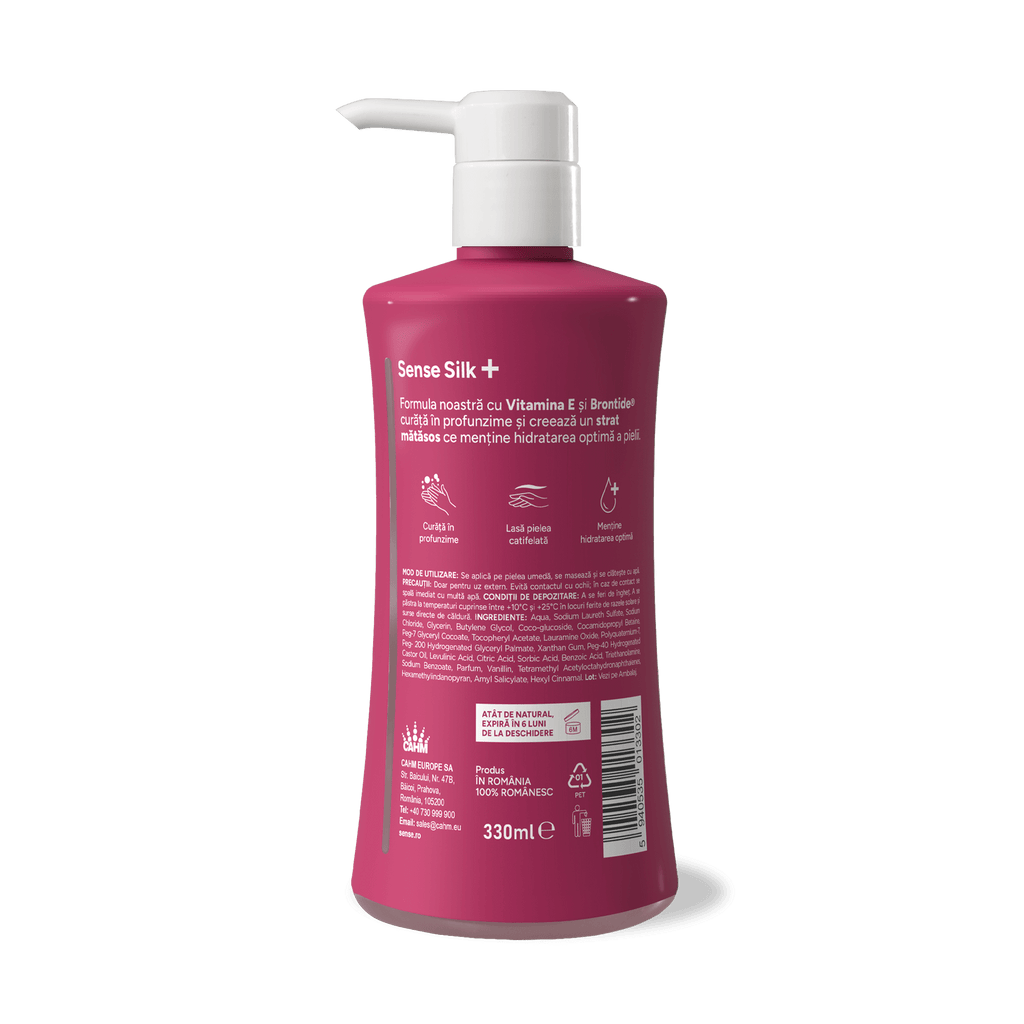 Săpun Lichid Gel, SenseSilk+, Hibiscus & Fructe Sălbatice, 330ml