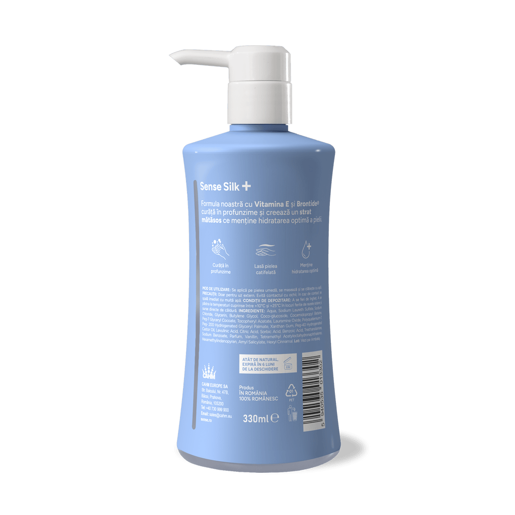 Săpun Lichid Gel, SenseSilk+, Magnolie Albă & Cașmir, 330ml