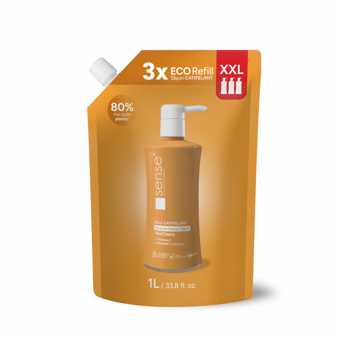 Rezervă Săpun Lichid Gel, SenseSilk+, Pere Coapte, 1L