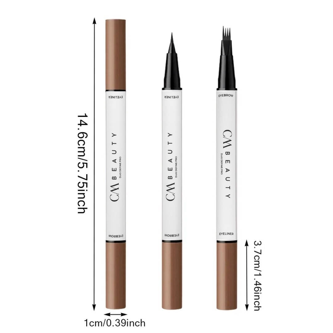 Cariocă pentru sprâncene 2 în 1 – 4 vârfuri + Eyeliner Negru Waterproof - Espresso