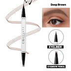 Cariocă pentru sprâncene 2 în 1 – 4 vârfuri + Eyeliner Negru Waterproof - Deep Brown