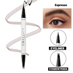Cariocă pentru sprâncene 2 în 1 – 4 vârfuri + Eyeliner Negru Waterproof - Espresso