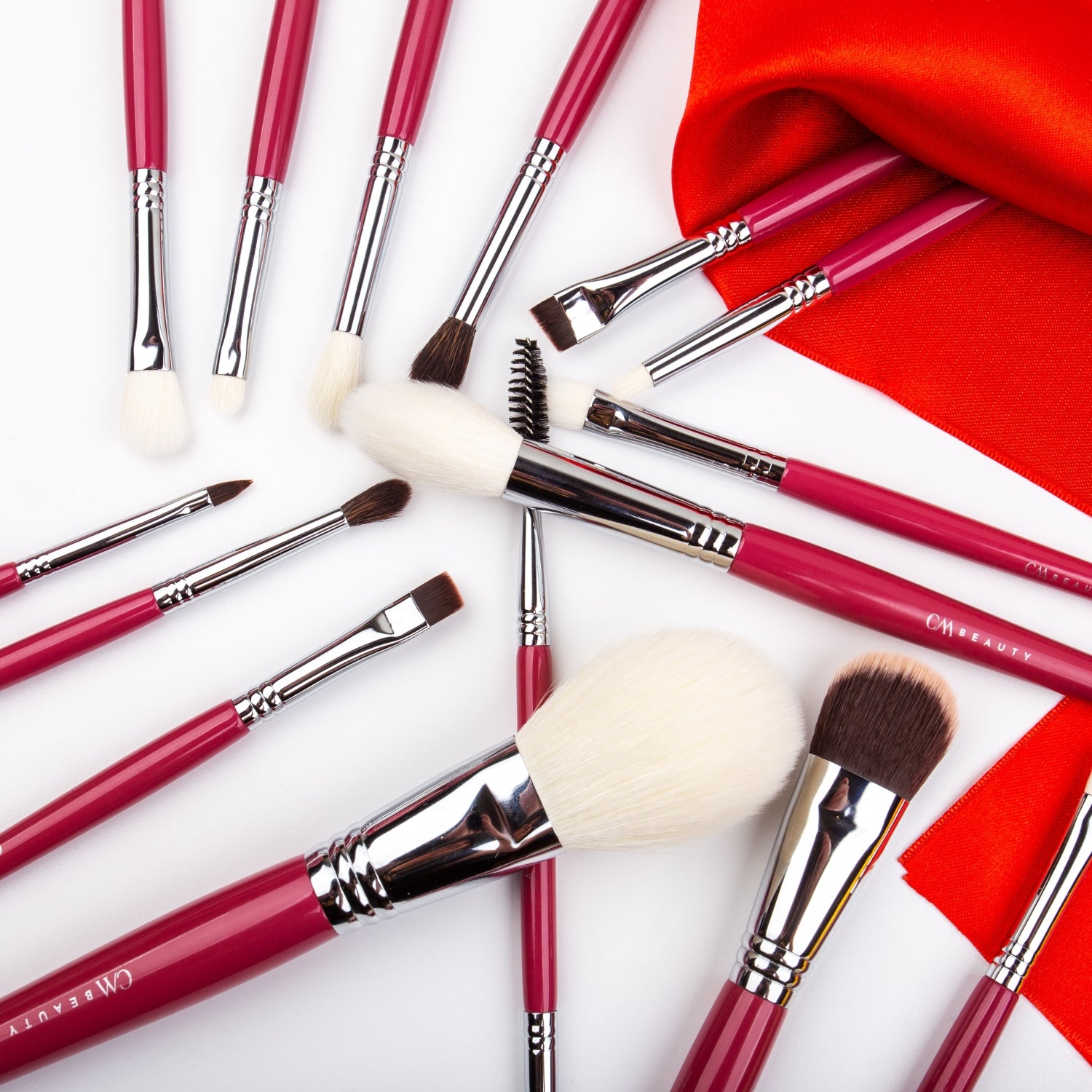 Set 15 pensule machiaj profesionale Deep Red