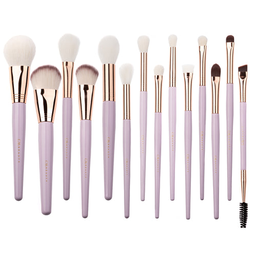 Set 14 pensule machiaj profesionale Lilac Glow