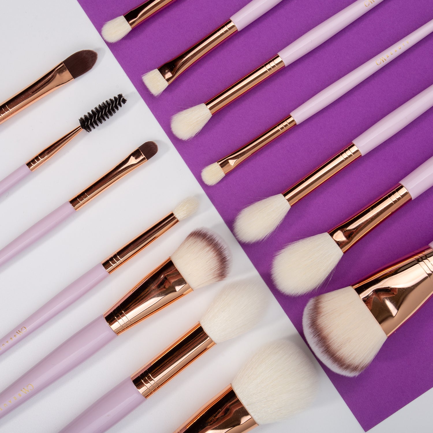 Set 14 pensule machiaj profesionale Lilac Glow