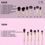Set 12 pensule machiaj profesionale Rose Gold Glam