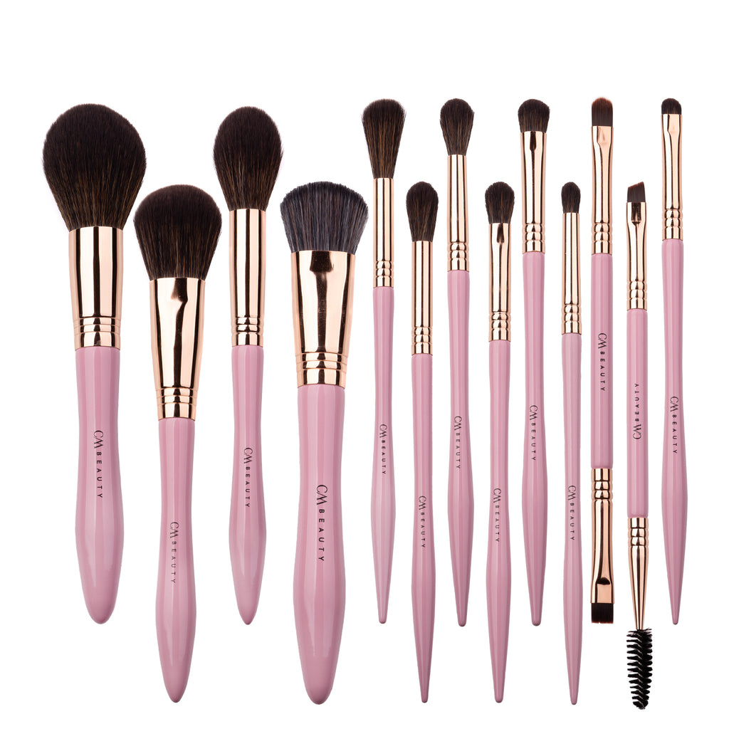 Set 13 pensule machiaj profesionale Rose Gold