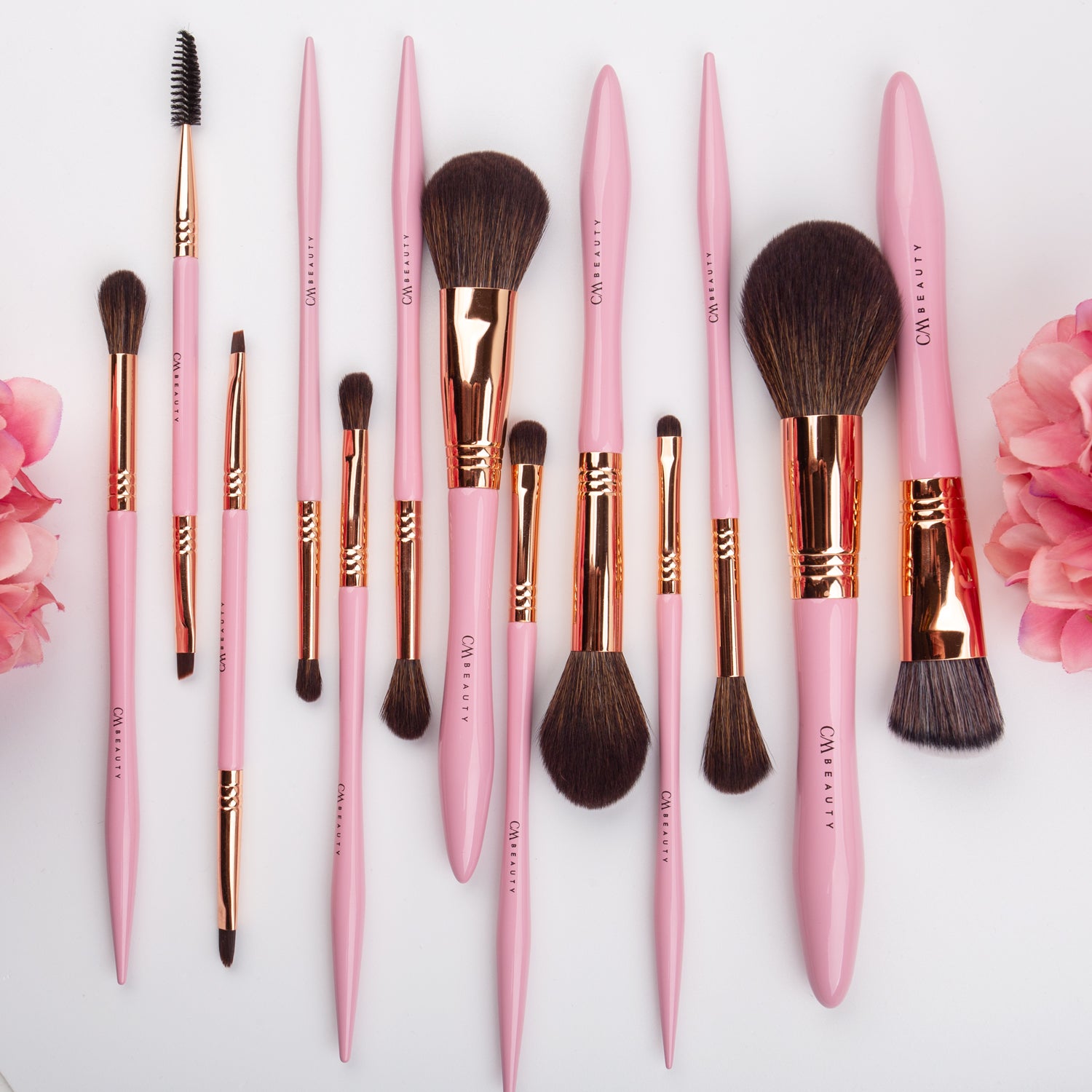 Set 13 pensule machiaj profesionale Rose Gold