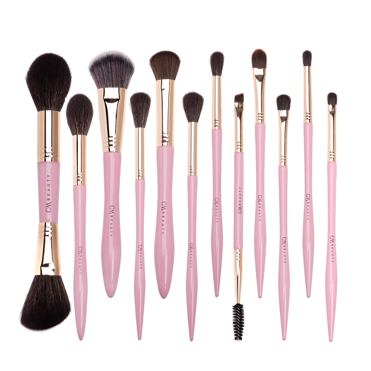 Set 12 pensule machiaj profesionale Rose Gold Glam