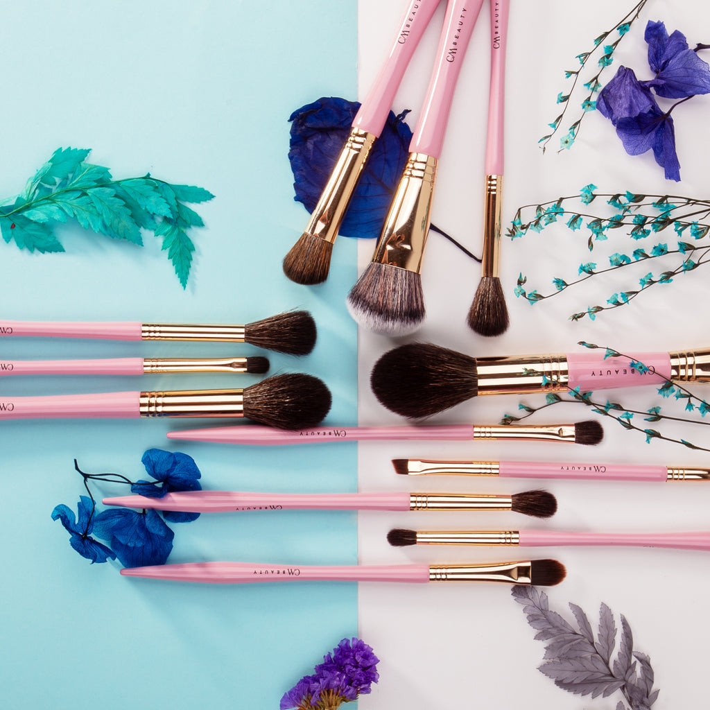 Set 12 pensule machiaj profesionale Rose Gold Glam