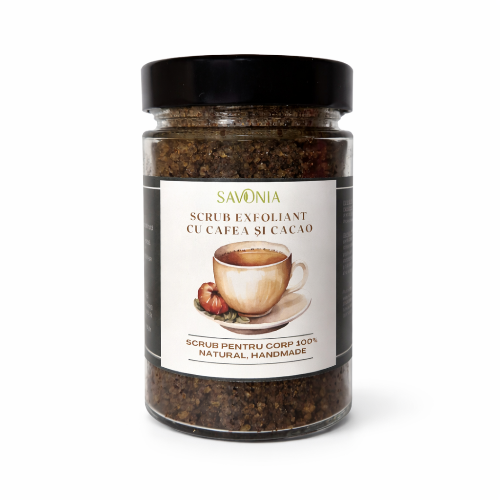 Scrub 100% Natural Exfoliant cu Cafea si Cacao, Savonia, 260 gr