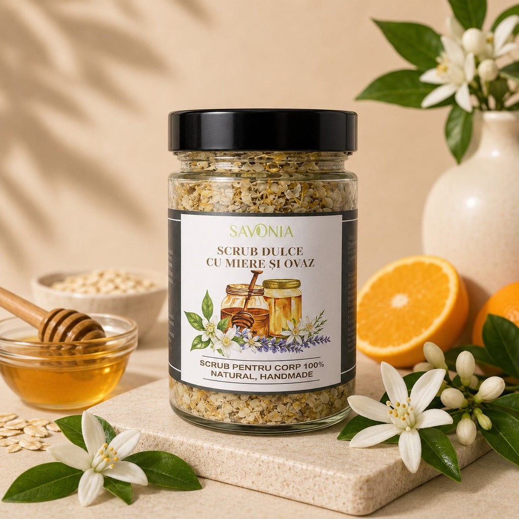 Scrub 100% Natural Dulce cu Miere si Ovaz, Savonia, 300 gr