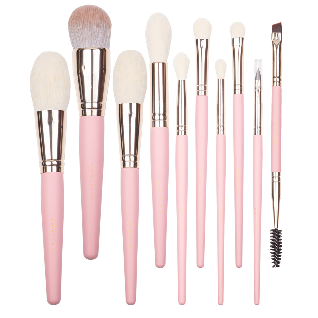 Set 10 pensule machiaj profesionale Pink Perfection