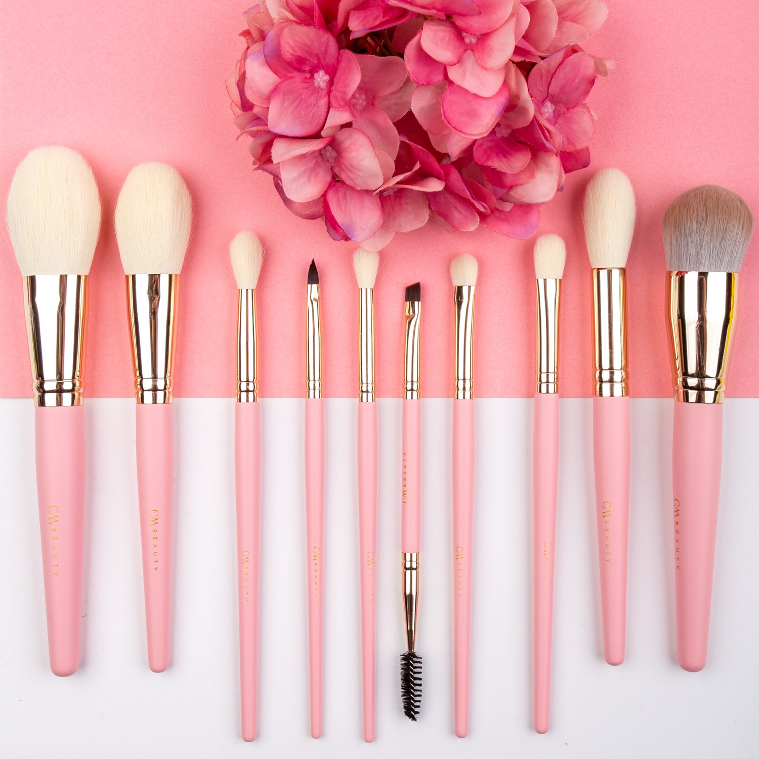 Set 10 pensule machiaj profesionale Pink Perfection