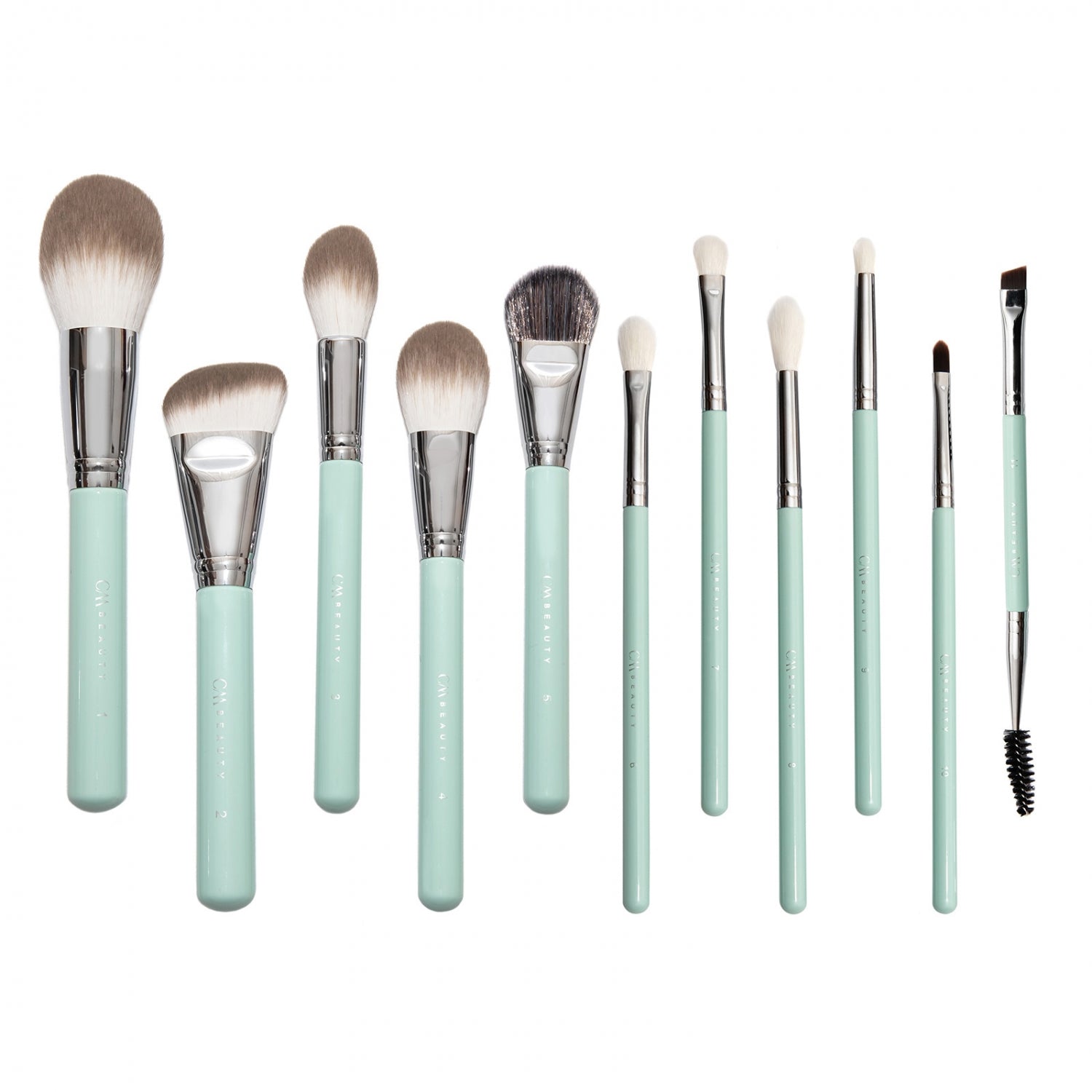 Set 11 pensule machiaj profesionale - Essentials Mint Pro