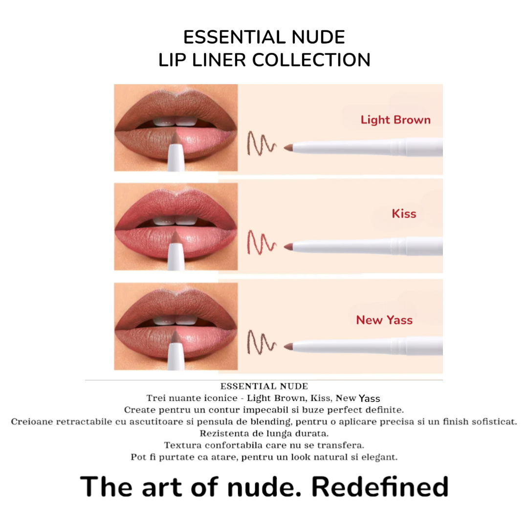 Set 3 Creioane de Buze Retractabile Essential Nude